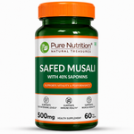 Pure Nutrition Safed Musali – 500mg, 60 Veg Tablets | Ayurvedic Herbal Supplement for Muscle Strength, Stamina, Immunity, Energy & Endurance