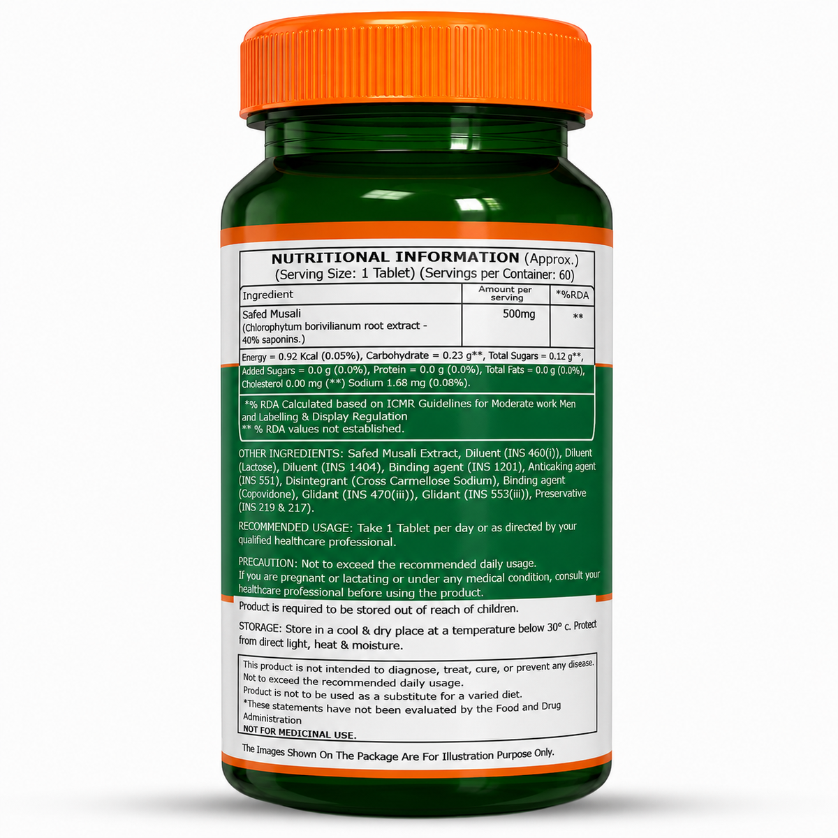 Pure Nutrition Safed Musali – 500mg, 60 Veg Tablets | Ayurvedic Herbal Supplement for Muscle Strength, Stamina, Immunity, Energy & Endurance