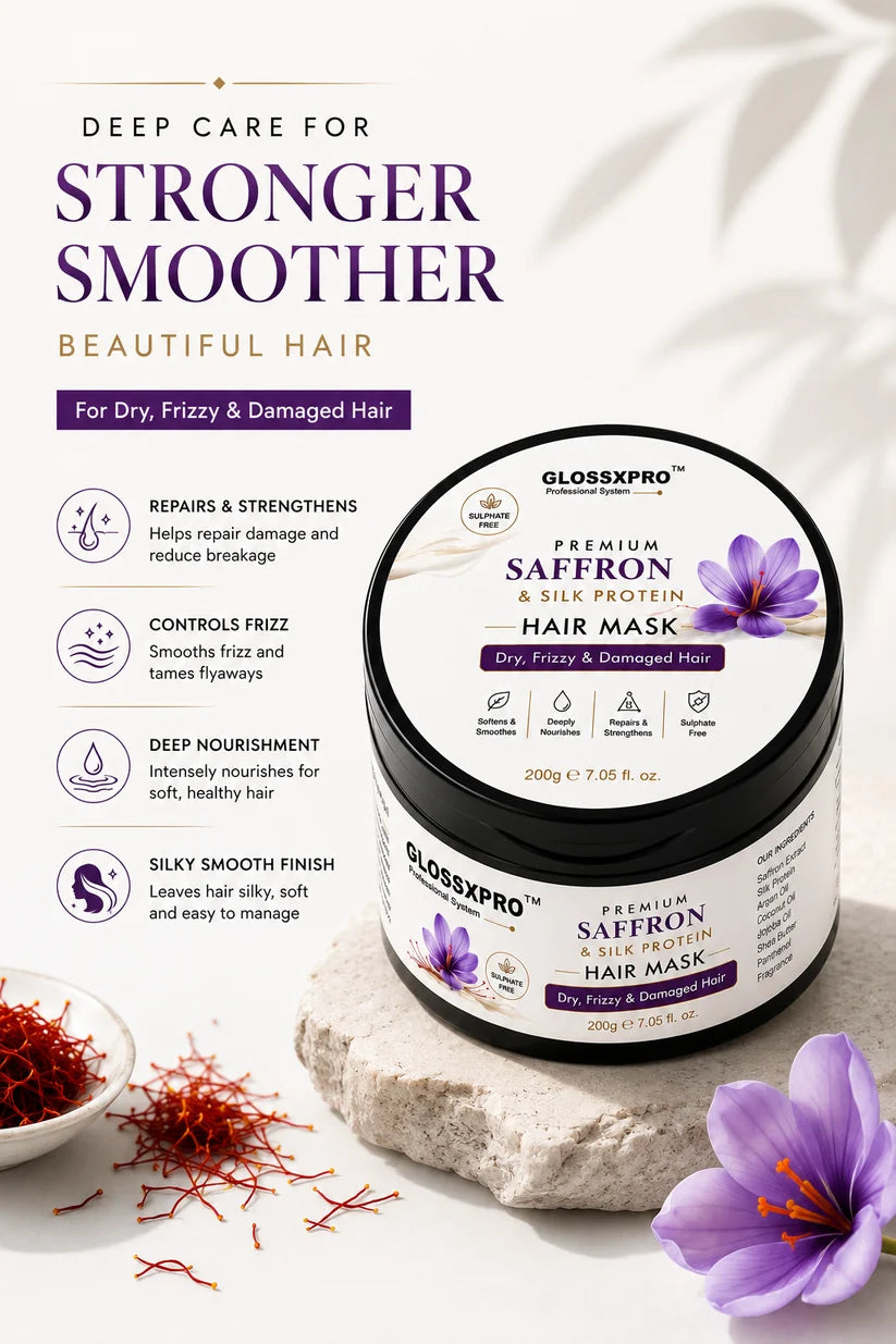 GLOSSXPRO Professional Kashmir Saffron & Silk Protein Hair Mask 200g