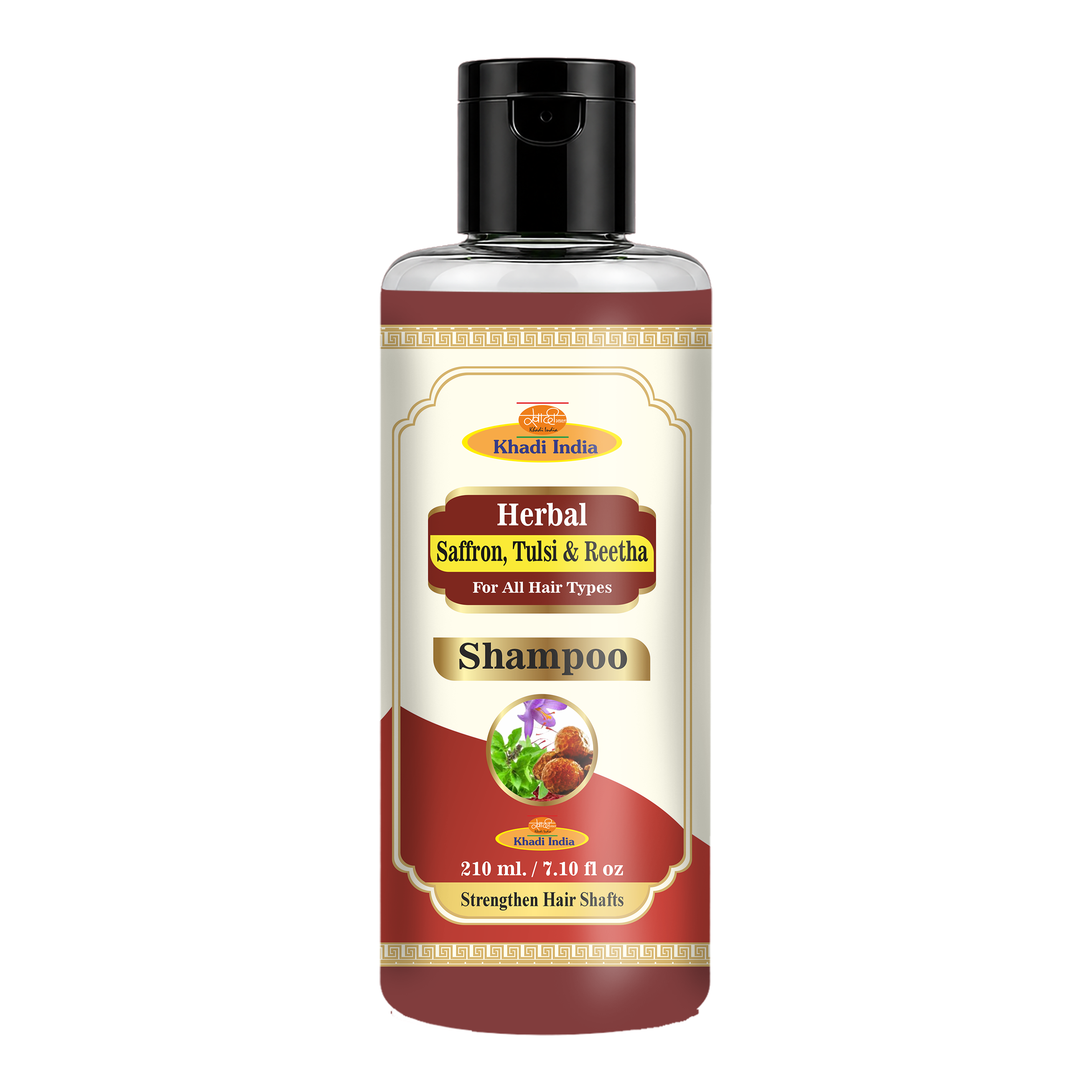 Khadi Care Herbal Saffron, Tulsi & Reetha Shampoo for Shine & Growth - 210ml