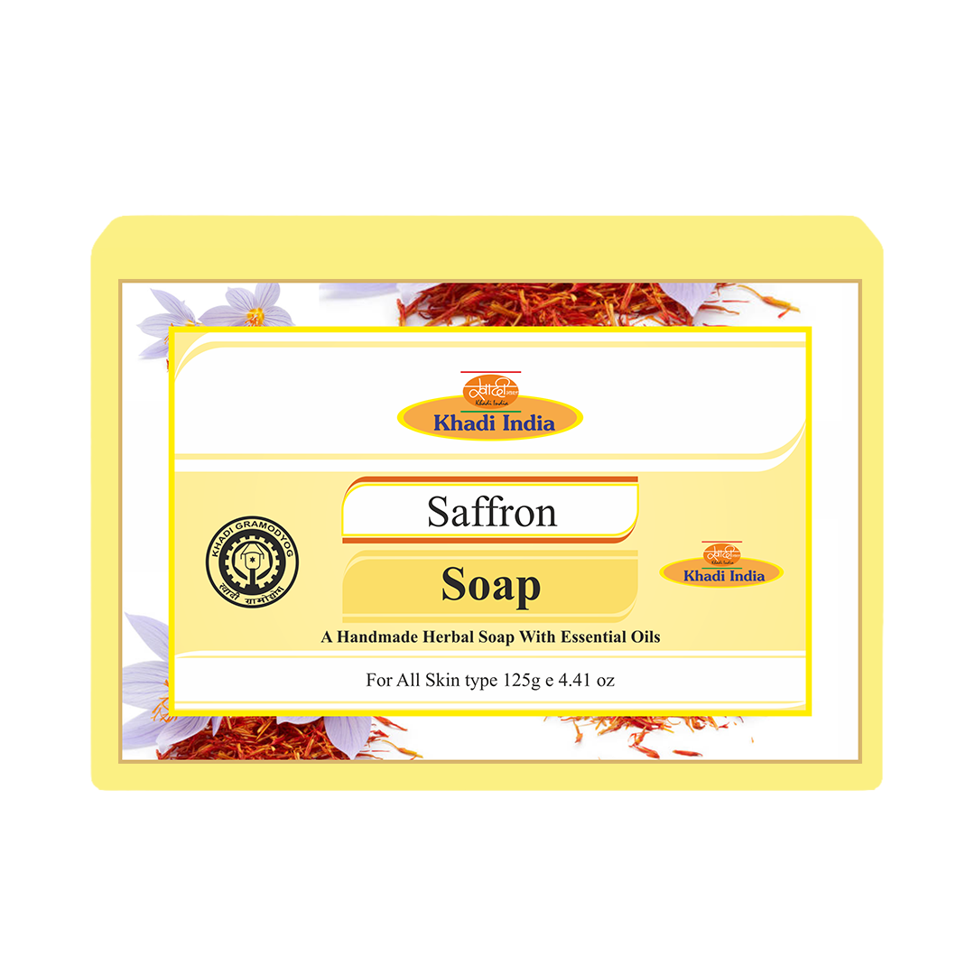 Khadi Care Herbal Saffron Soap for Skin Brightening & Radiance - 125g