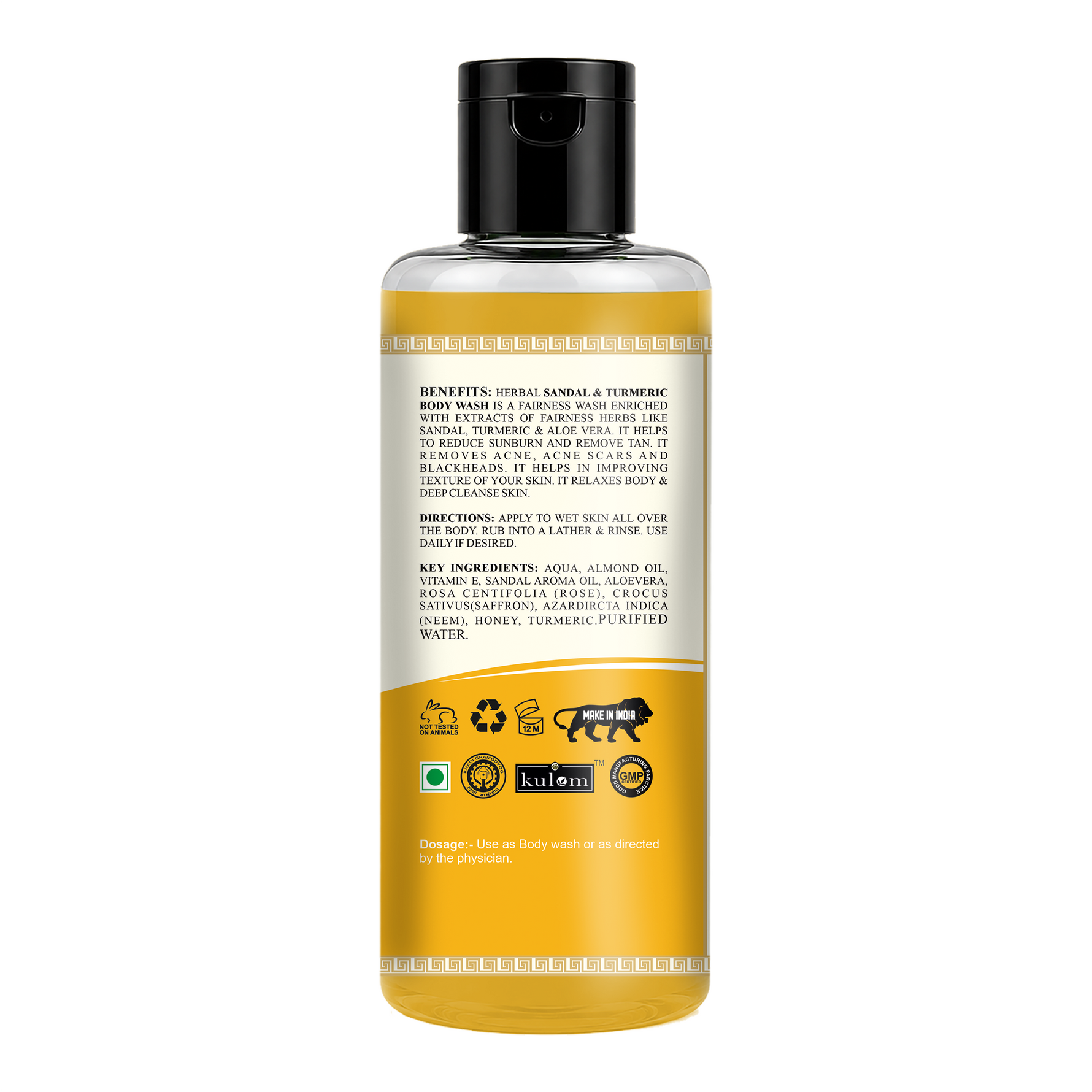 Khadi Care Herbal Sandal & Turmeric Body Wash for Glowing Skin - 210ml