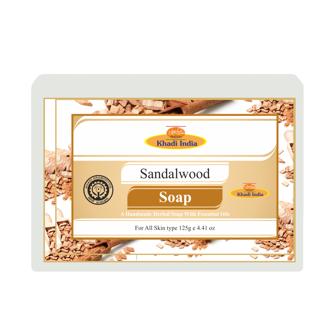 Khadi Care Handmade Sandalwood Soap (125g) - Natural Chandan Herbal Bar
