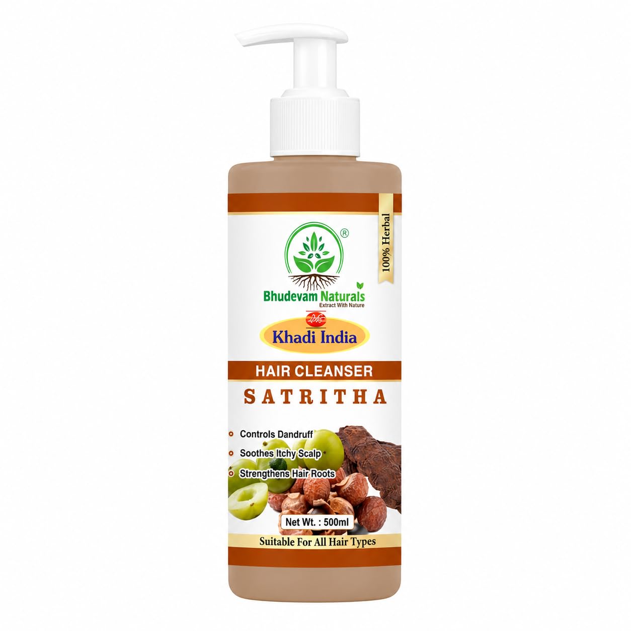 Bhudevam Naturals Khadi Satritha Hair Cleanser – Natural Care for Thick & Healthy Hair- 210ML