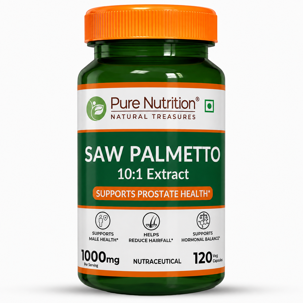 Pure Nutrition Saw Palmetto Capsules 1000mg Extract | 120 Vegan Capsules | Supports Prostate Health | Boosts Urinary Function | Natural Herbal Supplement