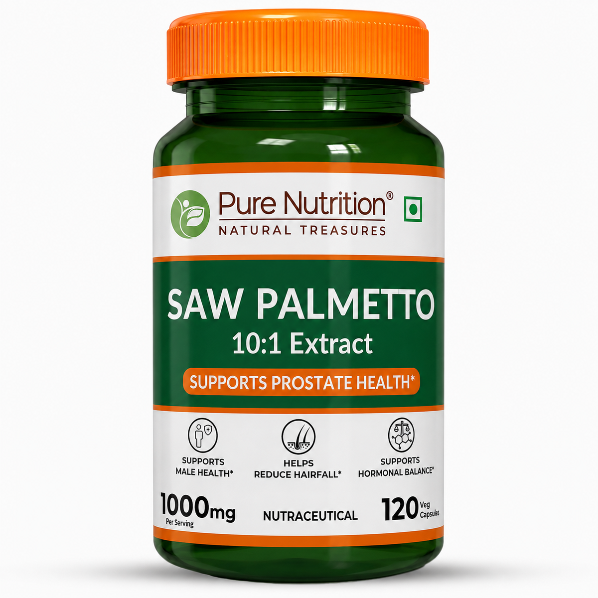 Pure Nutrition Saw Palmetto Capsules 1000mg Extract | 120 Vegan Capsules | Supports Prostate Health | Boosts Urinary Function | Natural Herbal Supplement