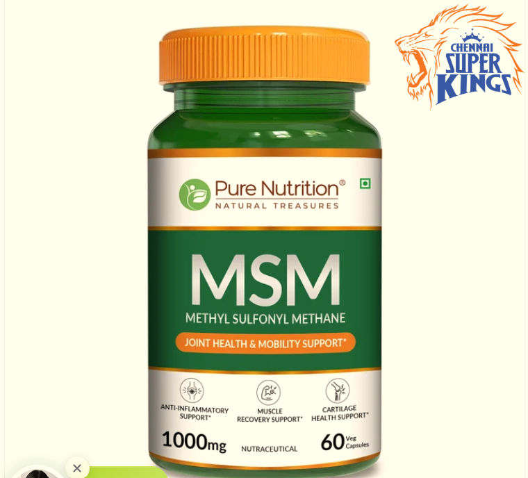 Pure Nutrition MSM 60 Capsules | Joint, Bone & Muscle Health Support Supplement