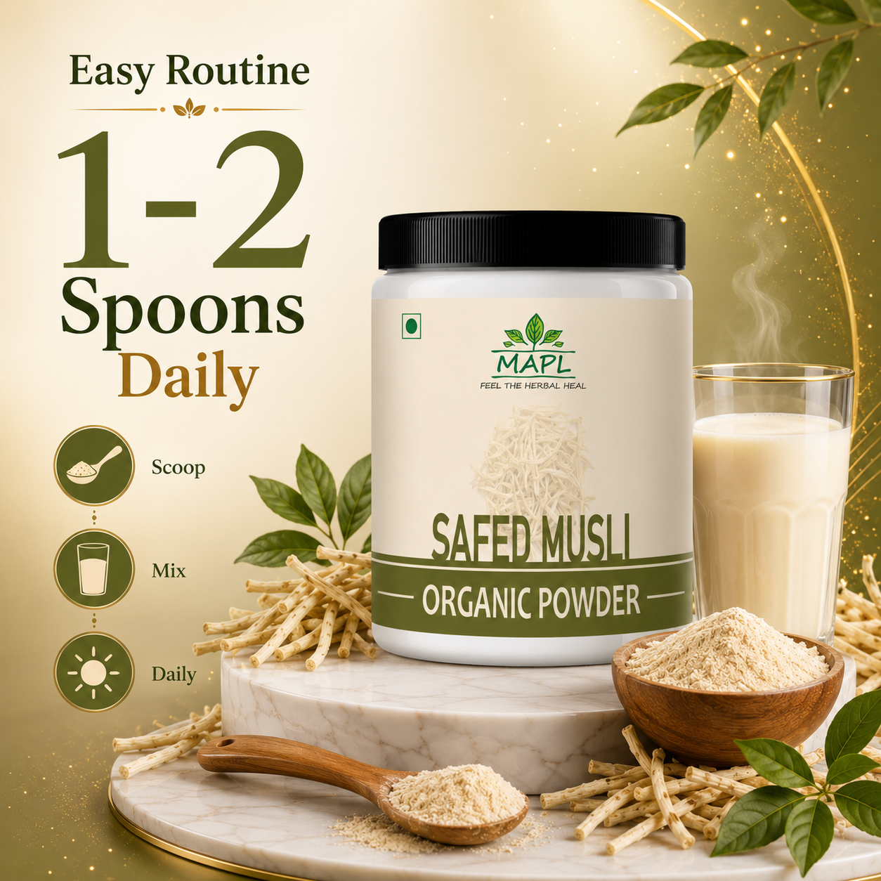 MAPL Safed Musli Powder 100g | Pure Ayurvedic Herbal Powder | Strength, Stamina & Vitality