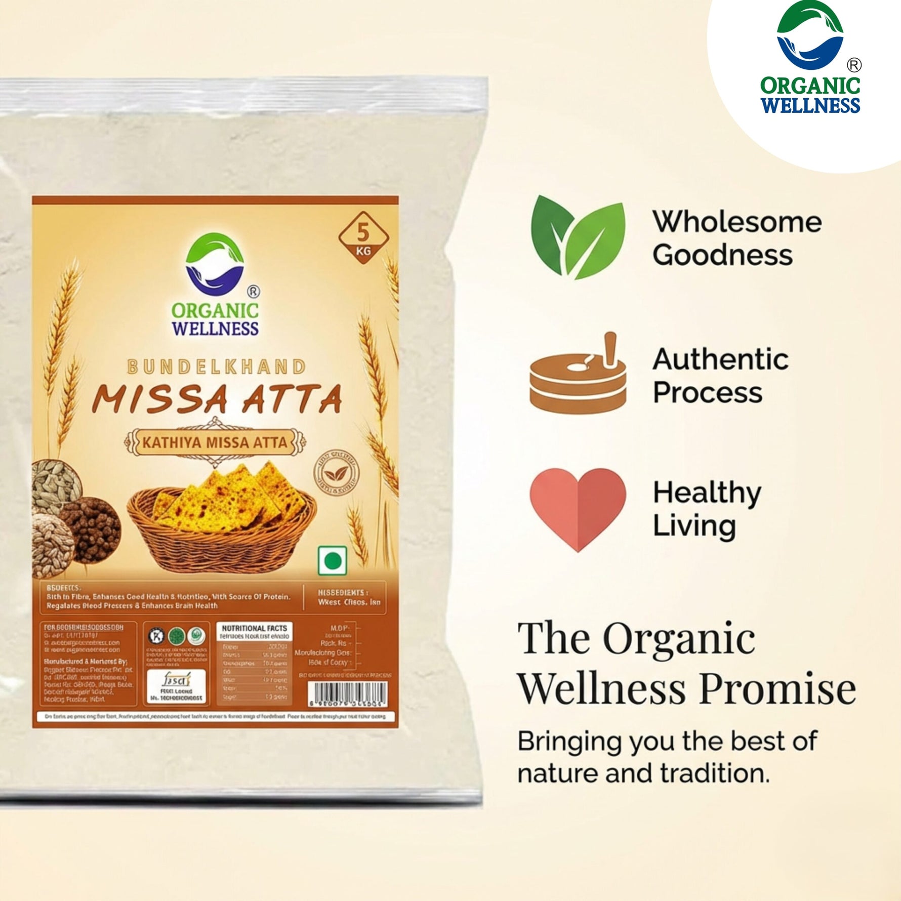 Organic Wellness Bundelkhand Missa Atta - 5 KG Pack