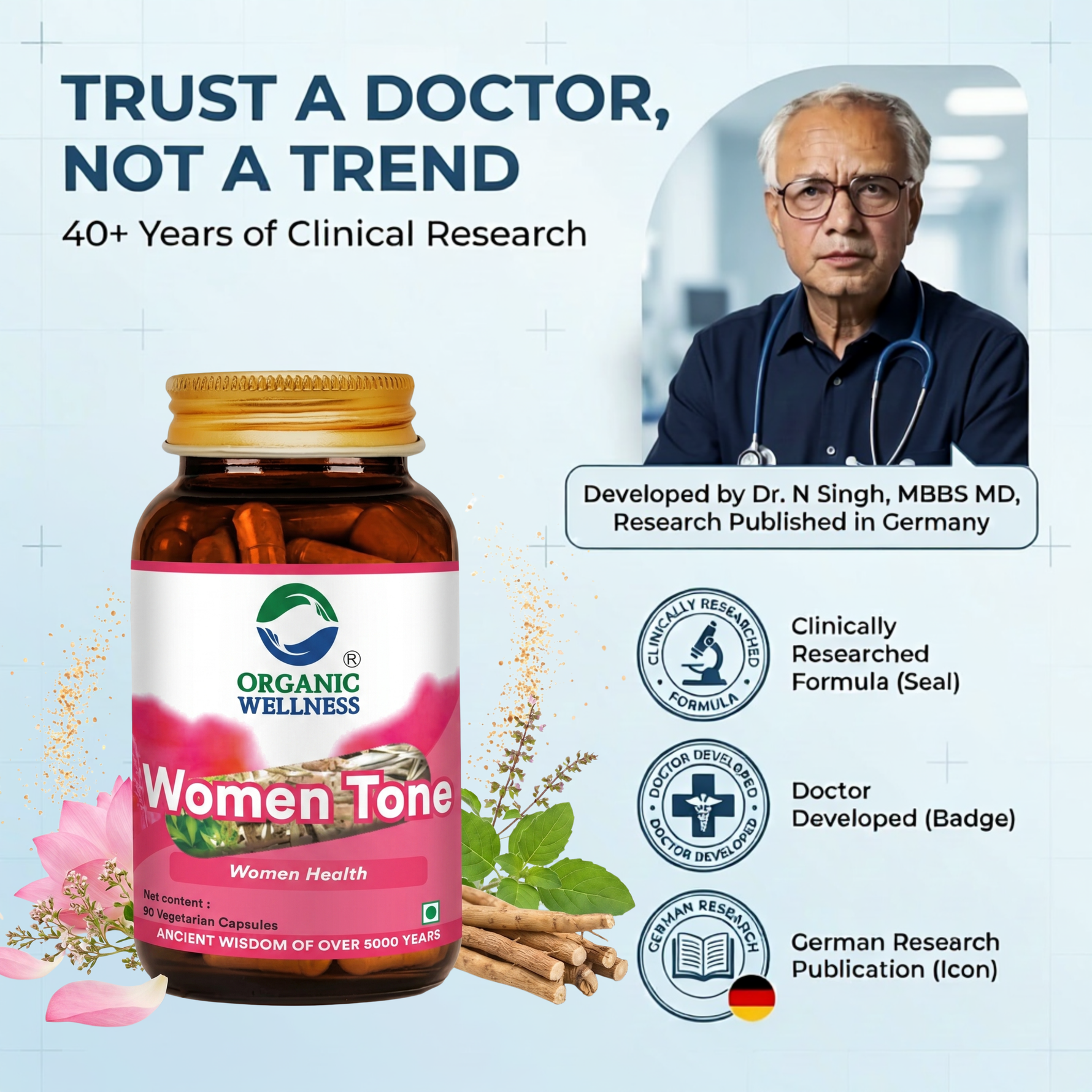 Organic Wellness Women-Tone Capsules -  90 Capsules