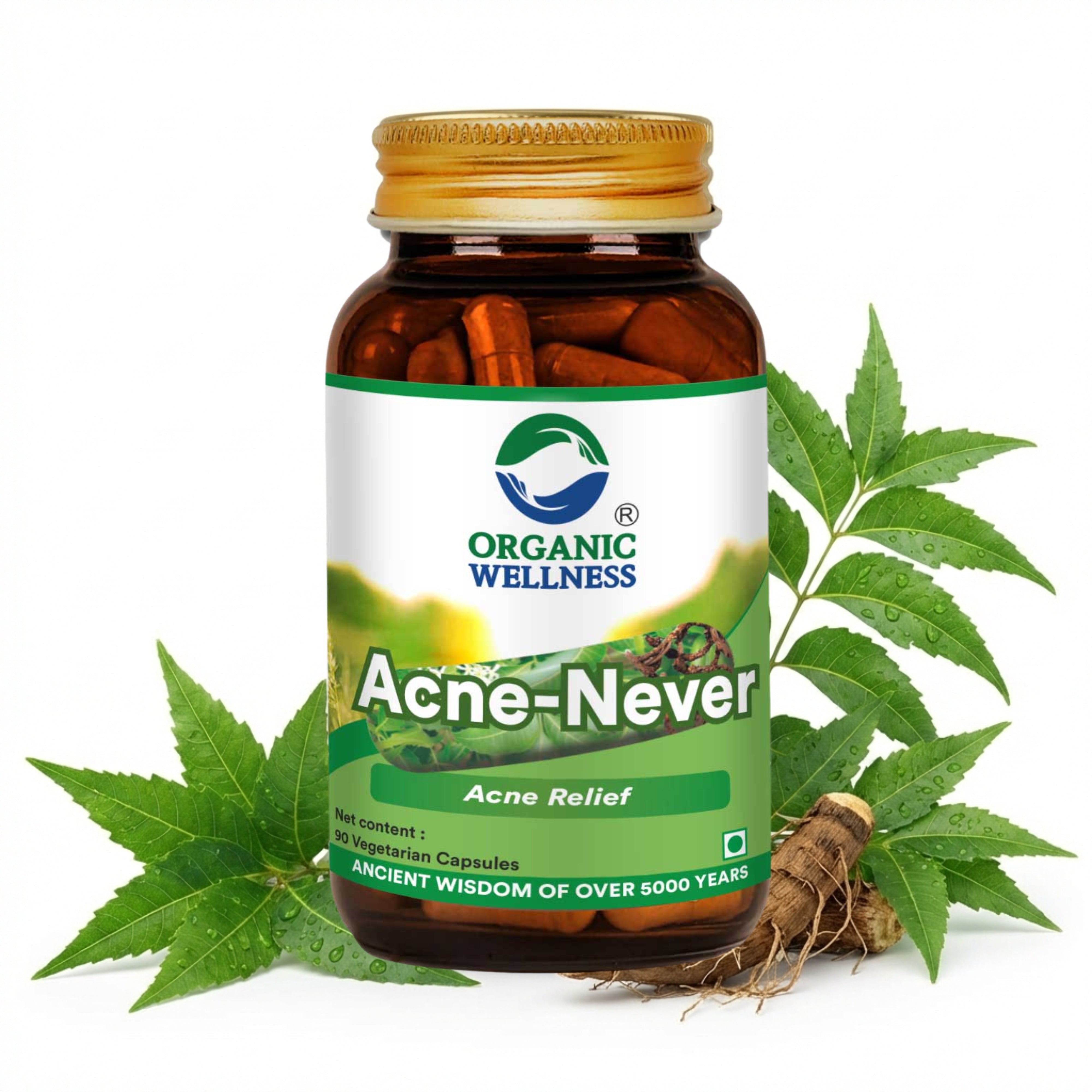 Organic Wellness Acne-Never Capsules - 90 Capsules