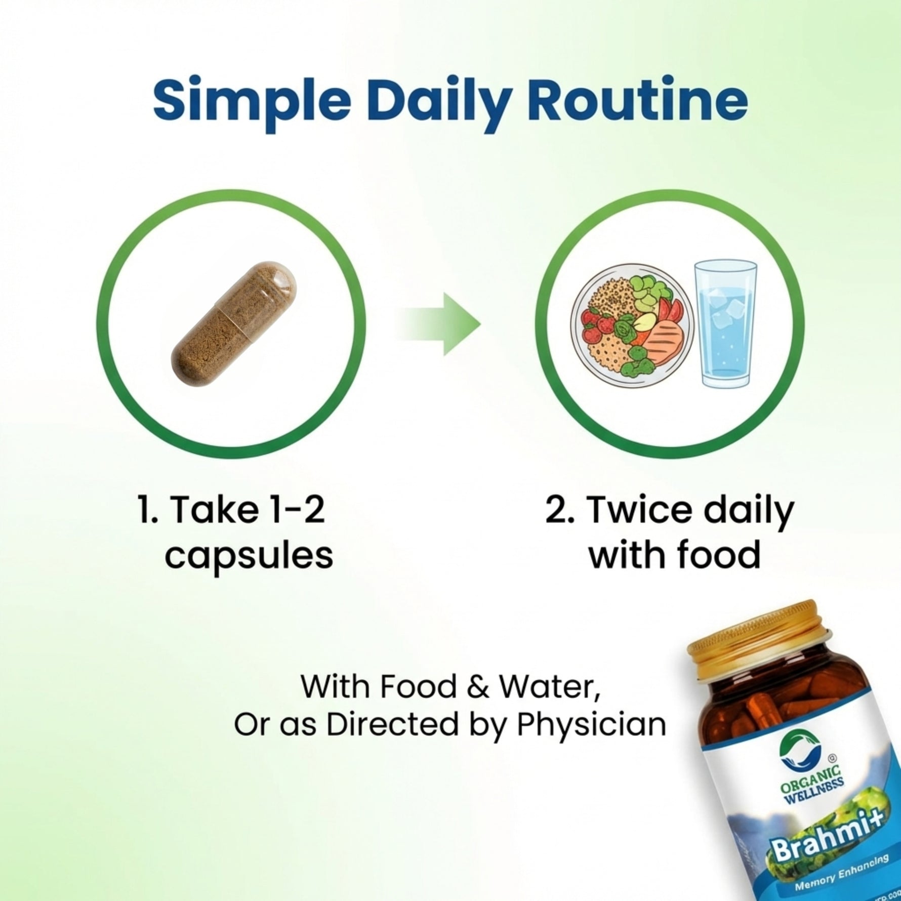 Organic Wellness Brahmi+ Capsules - 90 Capsules