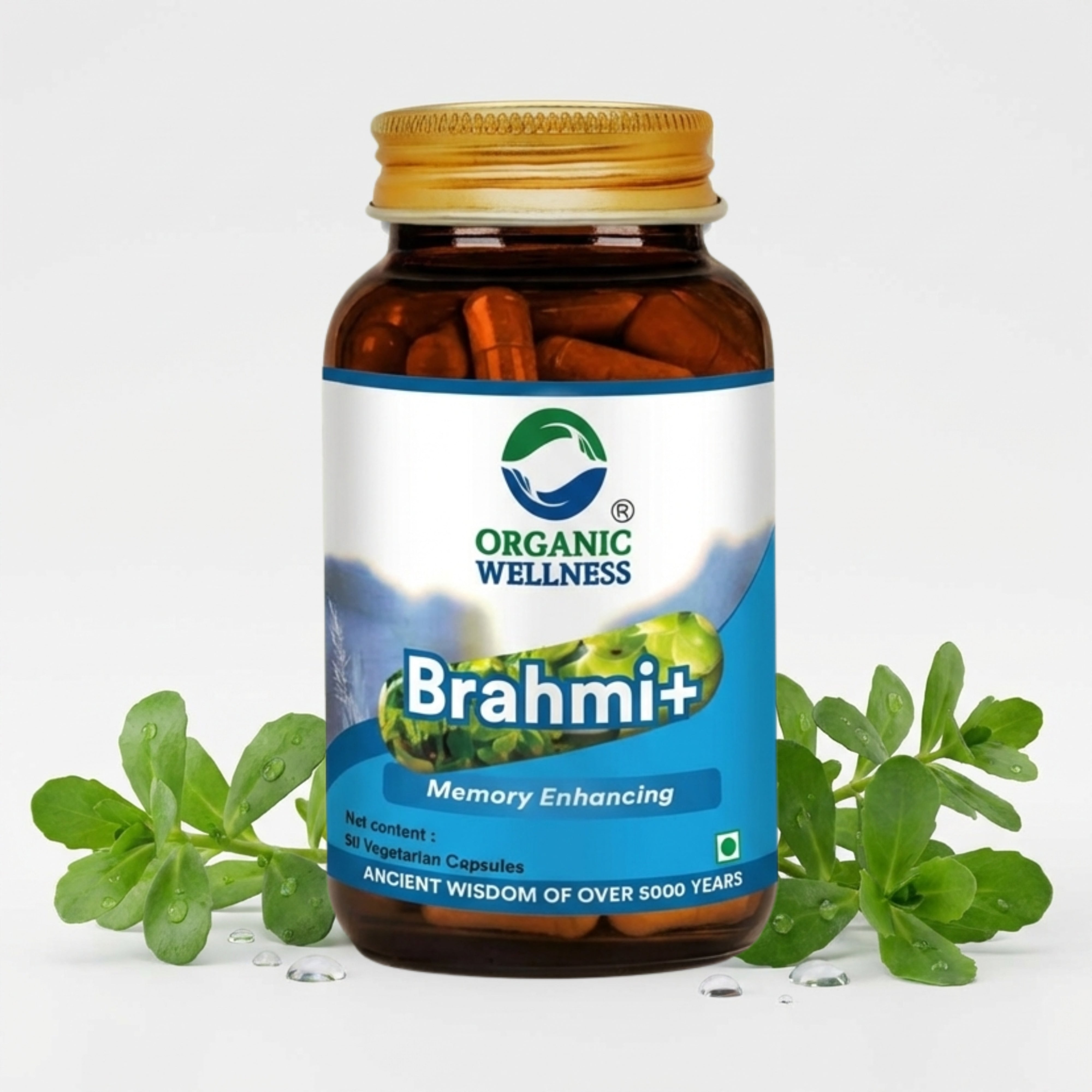 Organic Wellness Brahmi+ Capsules - 90 Capsules