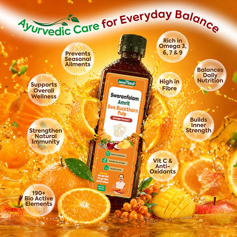 Jeena Sikho Swaranfalam Amrit Sea Buckthorn Berry Juice (500 ml, Orange Flavour)
