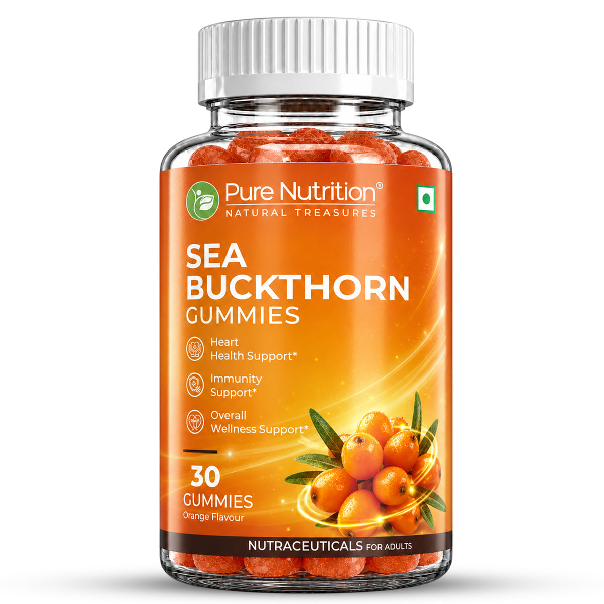 Pure Nutrition Sea Buckthorn Gummies 30 Gummies for heart health, immunity and overall wellness support
