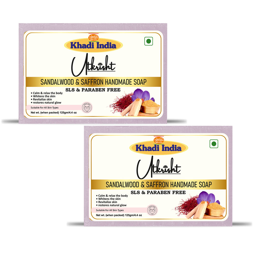 Utkrisht Khadi Sandalwood & Saffron Soap (125g)