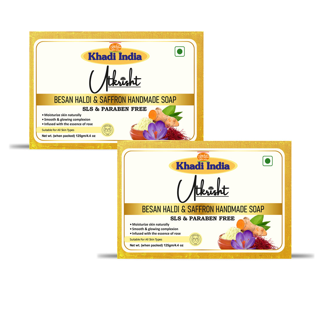 Utkrisht Khadi Besan Haldi Kesar Soap (125g)