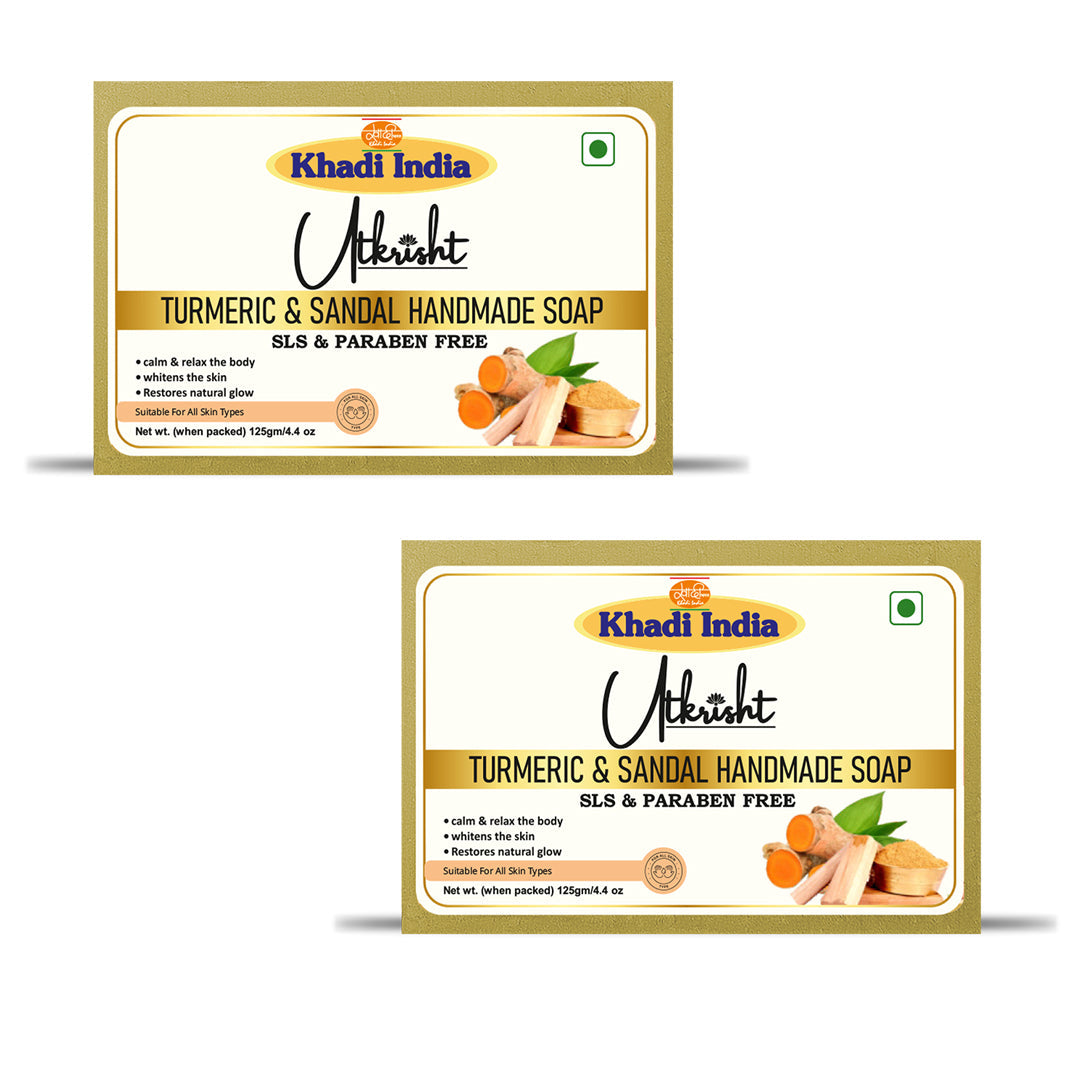 Utkrisht Khadi Turmeric Sandal Soap (125g)