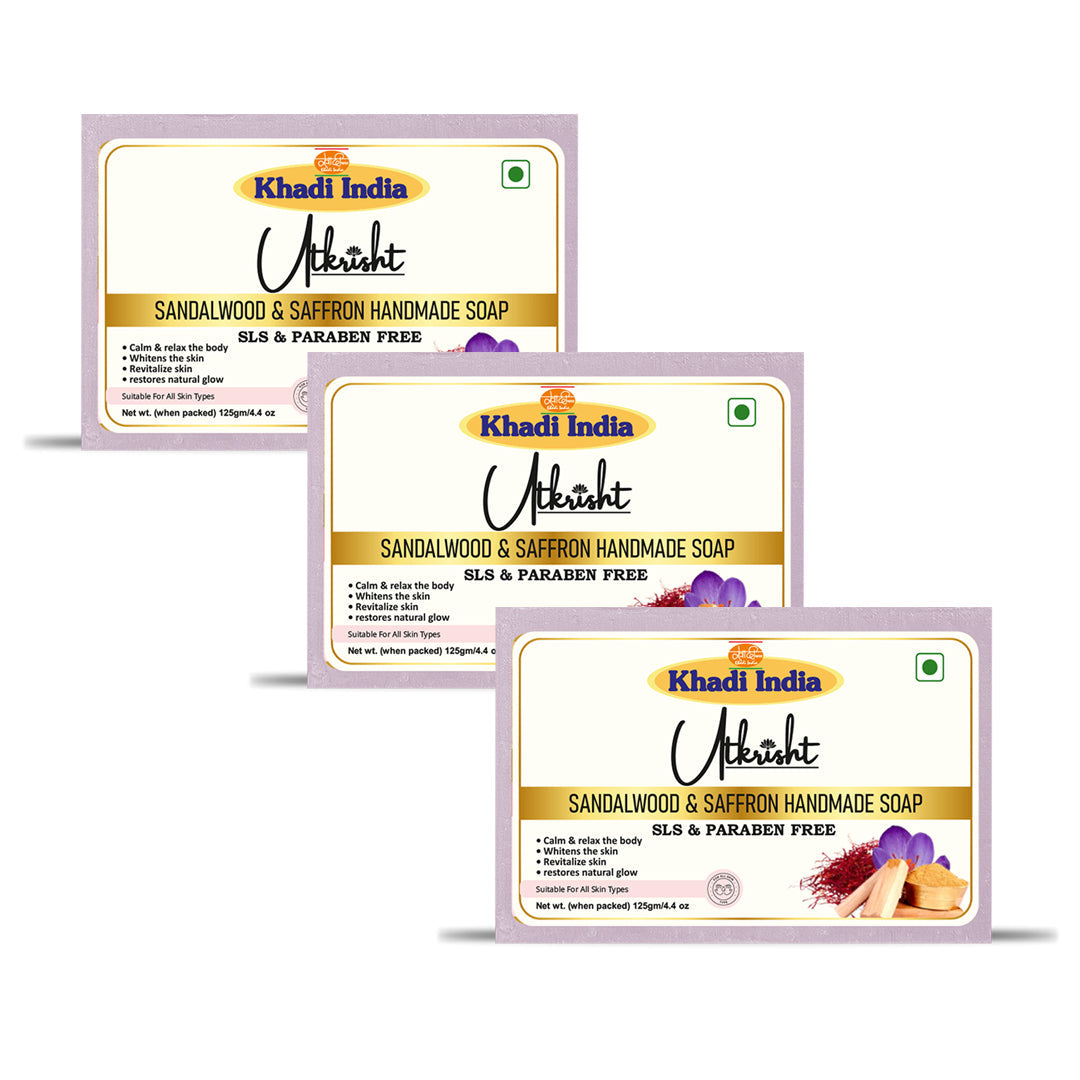 Utkrisht Khadi Sandalwood & Saffron Soap (125g)