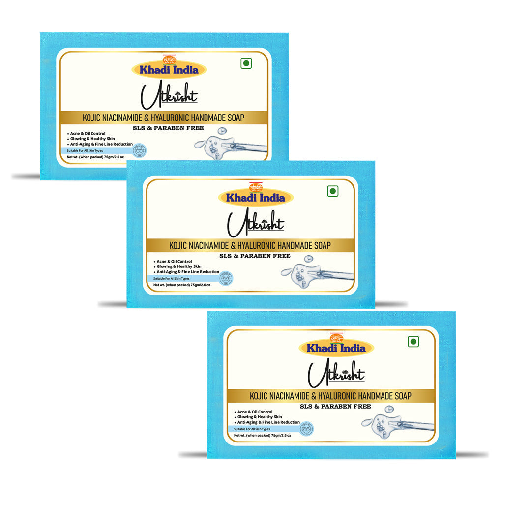 Utkrisht Khadi Kojic, Niacinamide & Hyaluronic Acid Soap (75g)