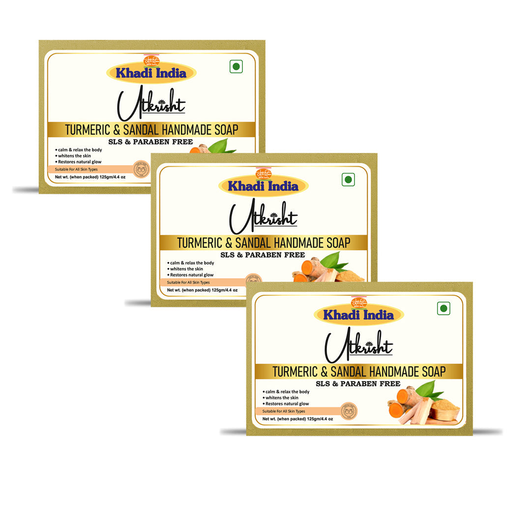 Utkrisht Khadi Turmeric Sandal Soap (125g)