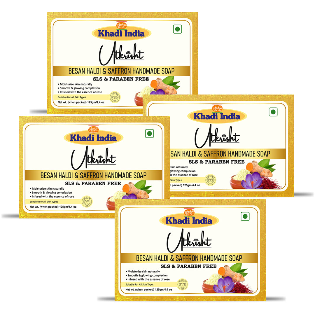 Utkrisht Khadi Besan Haldi Kesar Soap (125g)