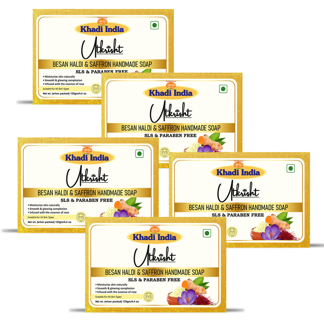 Utkrisht Khadi Besan Haldi Kesar Soap (125g)