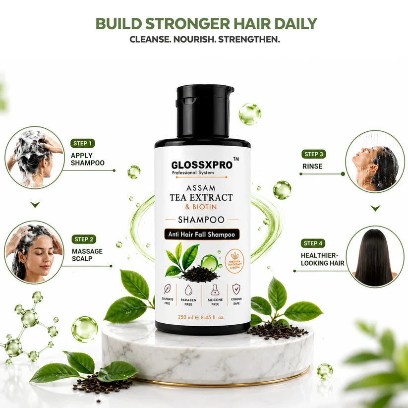 GLOSSXPRO Professional Assam Tea Extract & Biotin Shampoo 250 ML
