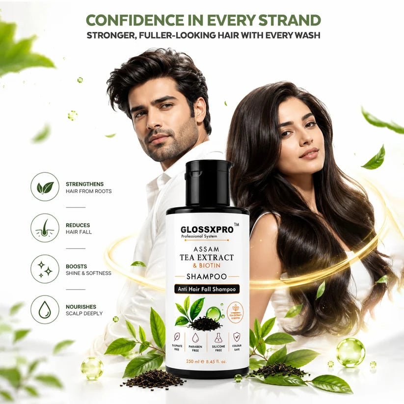 GLOSSXPRO Professional Assam Tea Extract & Biotin Shampoo 250 ML