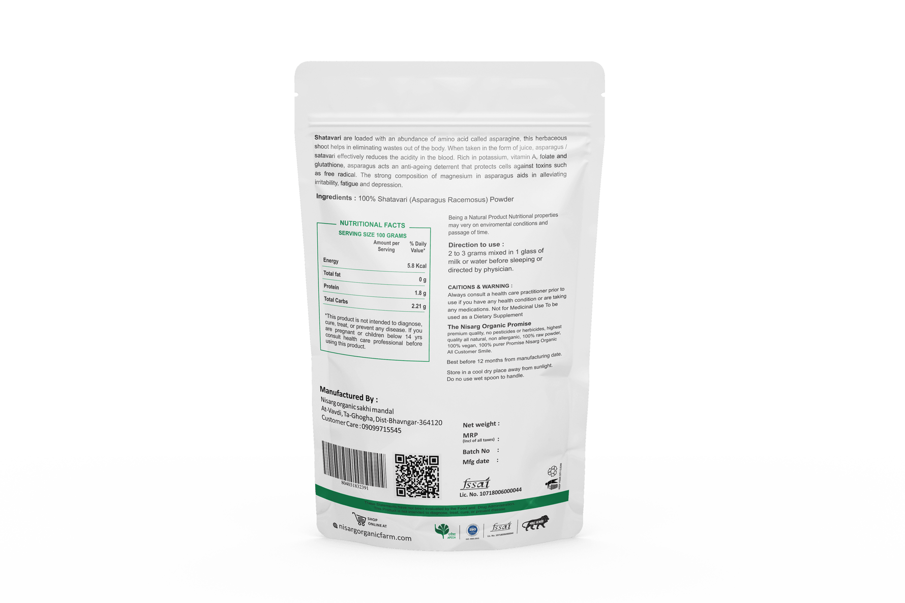 Nisarg Organic Farm Shatavari Powder