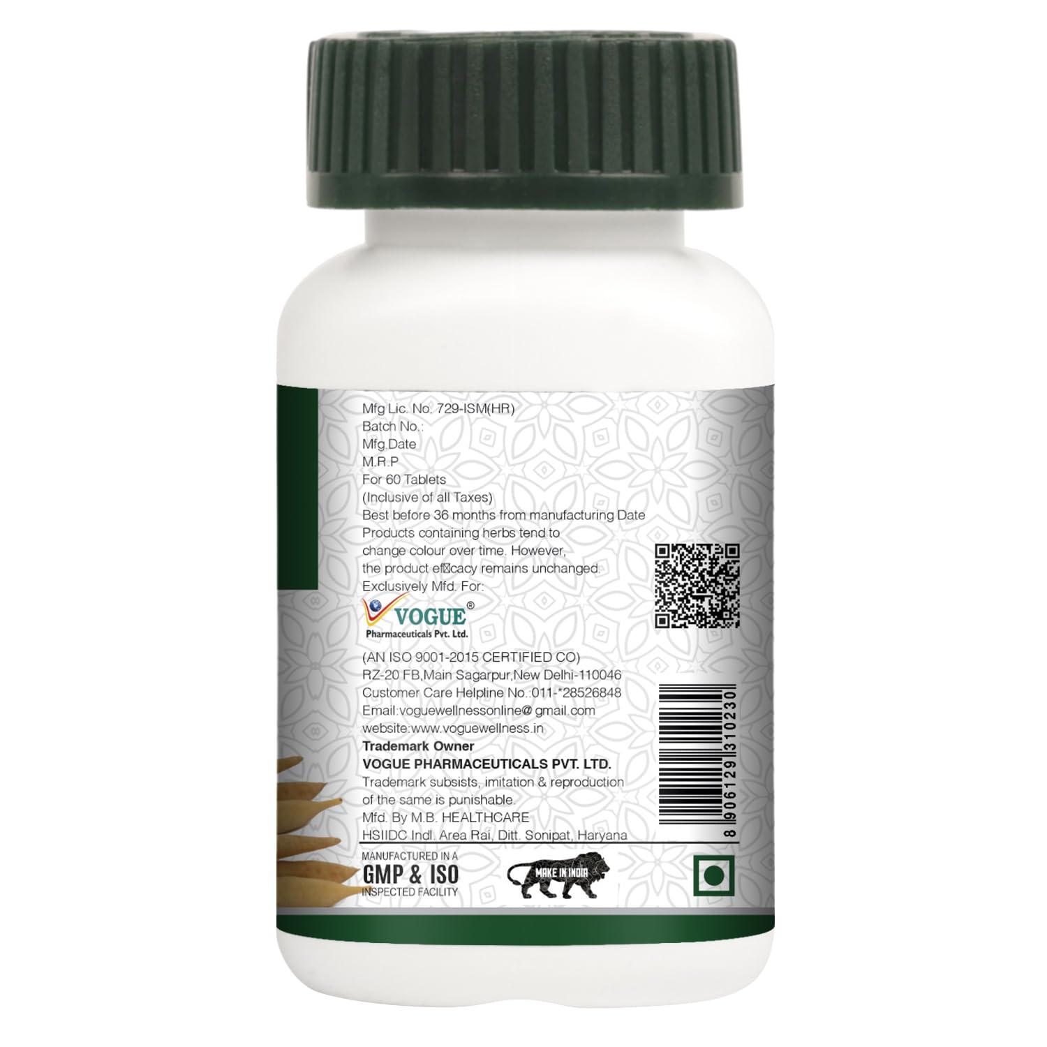 Vogue Wellness Shatavari Tablets | Shatavari (Asparagus Racemosus) Root Extract | Ayurvedic Herbal Supplement for Women's Wellness, Vitality, Hormonal Balance Support & Daily Wellness | 60 Vegetarian Tablets
