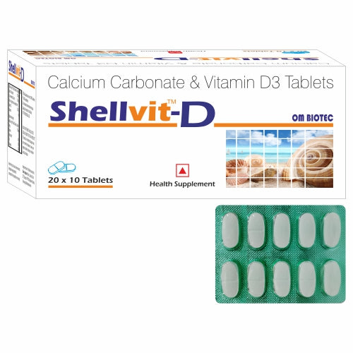 SHELLVIT-D Elemental Calcium 500mg, Vitamin D3 IP 250 IU