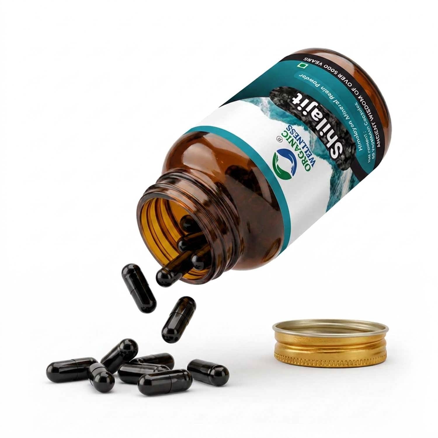 Organic Wellness Pure Himalayan Shilajit Capsules – Mineral Resin Powder for Energy &amp; Stamina (60 Vegan Caps)