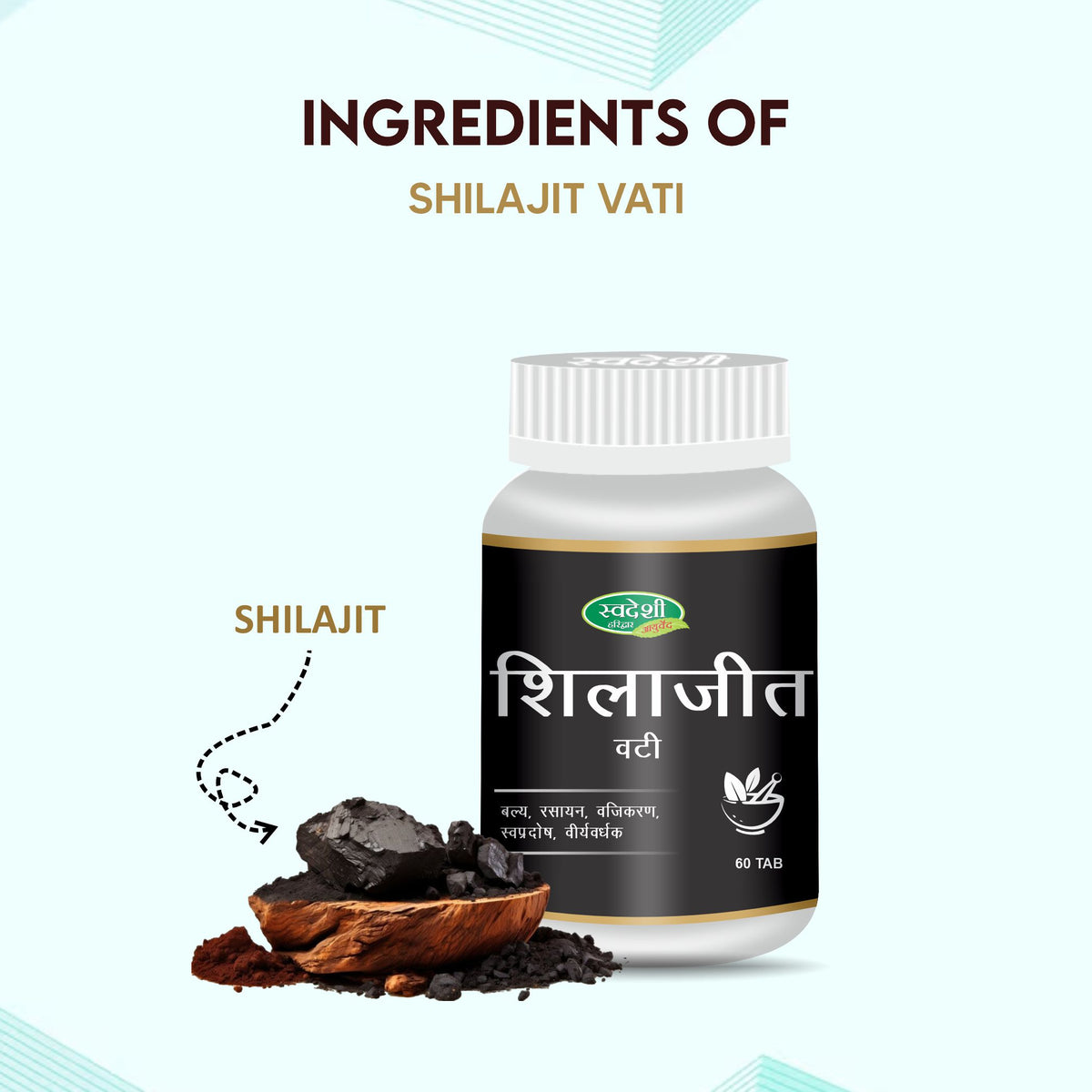 Pack of 2 Shilajit Vati 60 Tab for Energy, & Vitality Support.