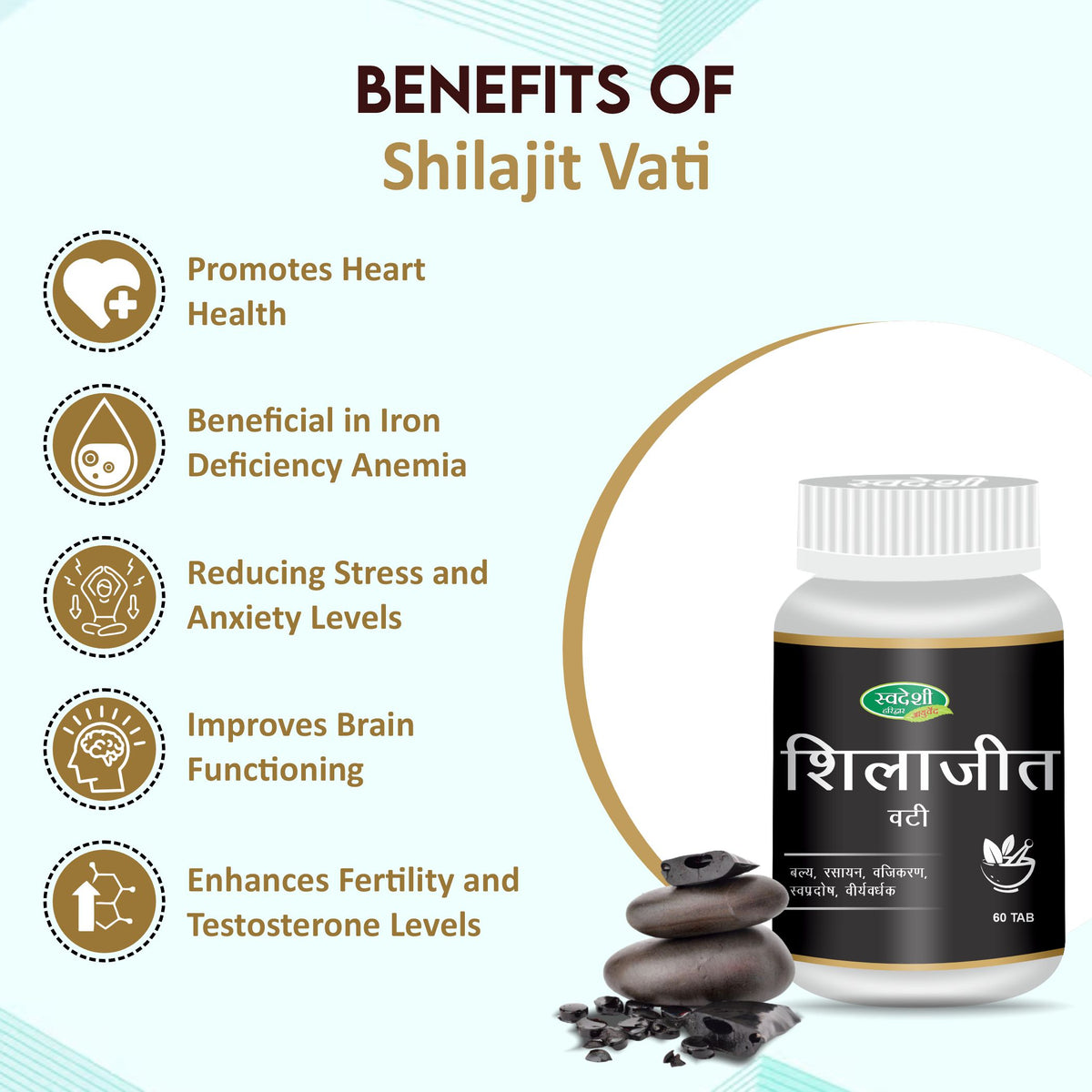 Pack of 2 Shilajit Vati 60 Tab for Energy, & Vitality Support.