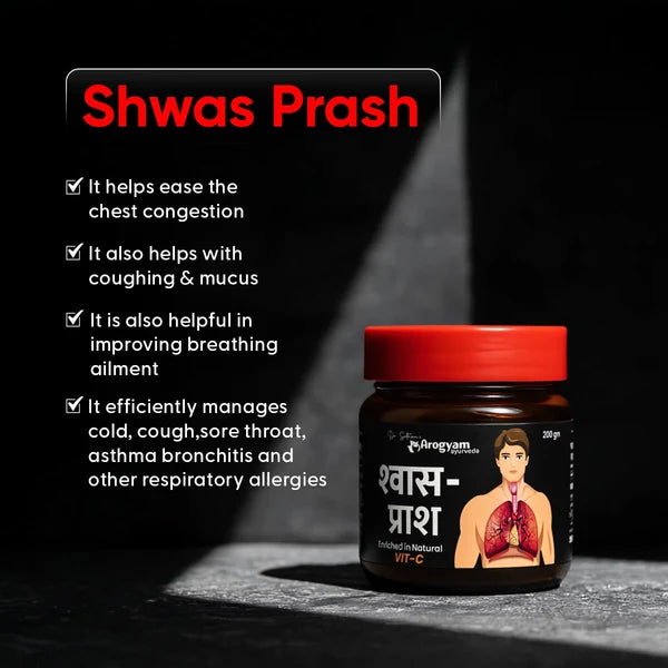 Arogyam Shwas Prash + Nasya Ghee Combo – Ayurvedic Respiratory & Nasal Wellness Support – 200g + 20ml