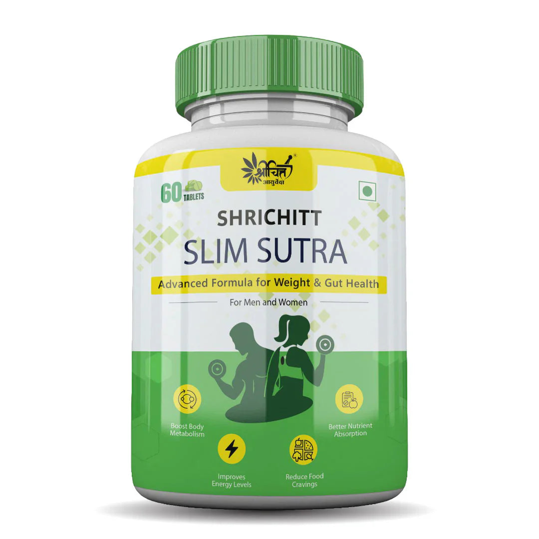 Shrichitt Ayurveda Slim Sutra Tablet - Ayurvedic Weight Loss & Gut Health Supplement - 60 Tablets
