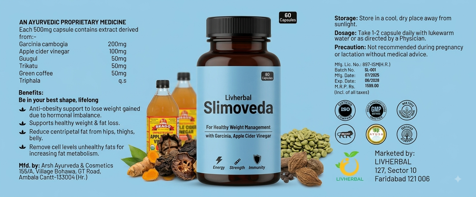 Slimoveda - Ayurvedic Weight Management Capsules-60 Capsules