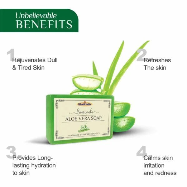 Bansiwala Khadi Aloe Vera Soap | Natural Handmade Herbal Bathing Soap for All Skin