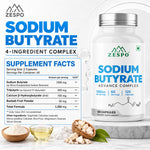 Zespo Sodium Butyrate Advanced Complex 1,350 mg | with Tributyrin, Calcium BHB & Baobab | Gut Health & Digestive Support | 120 Veg Capsules