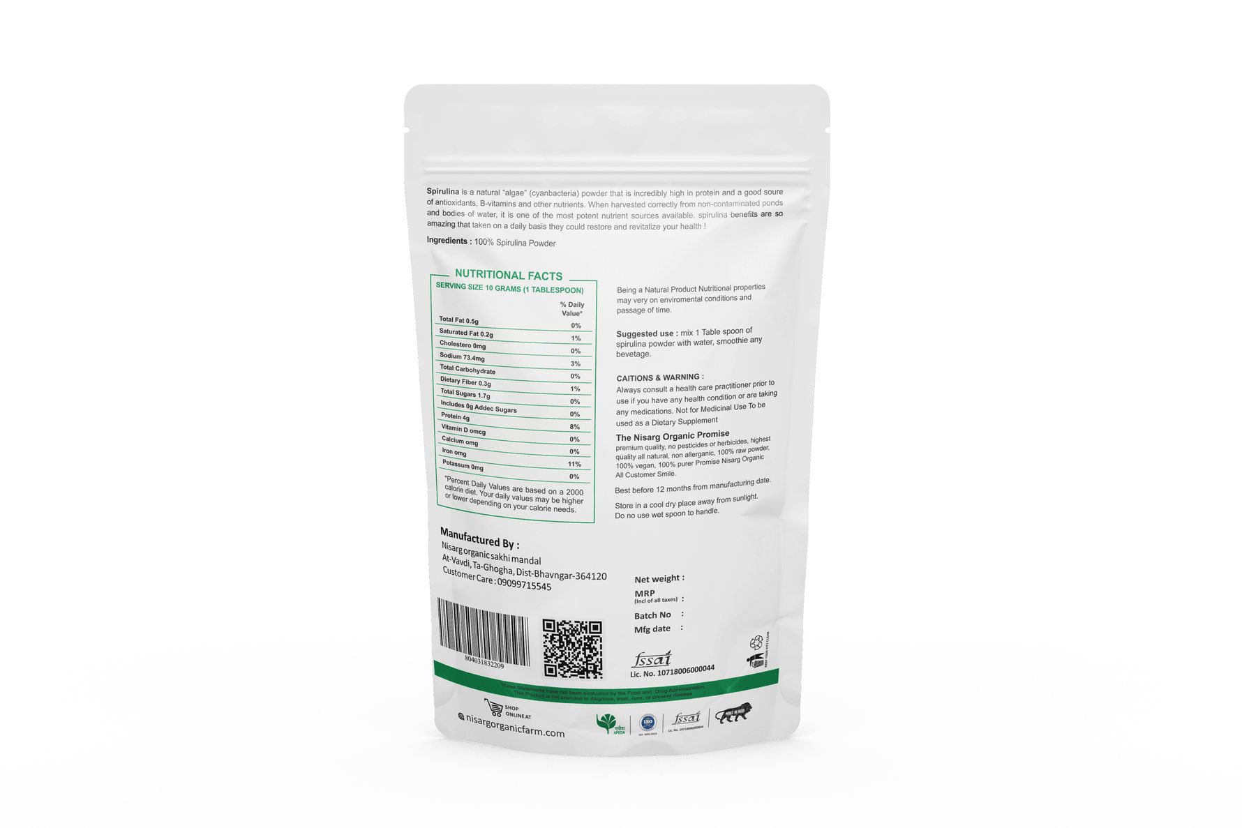 Nisarg Organic Spirulina Powder