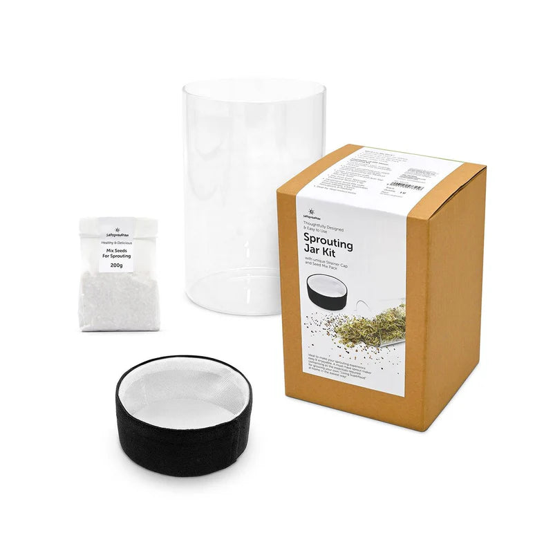 Satopradhan Sprouting Jar Kit -Unique Strainer Cap and Seed Mix Pack - Thoughtfully Designed & Easy to Use DIY Growing Kit
