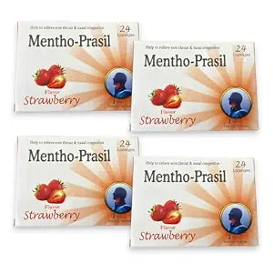 MENTHO-PRASIL Ayurvedic Menthol-Eucalyptus Lozenges – Strawberry Flavour, Pack of 4