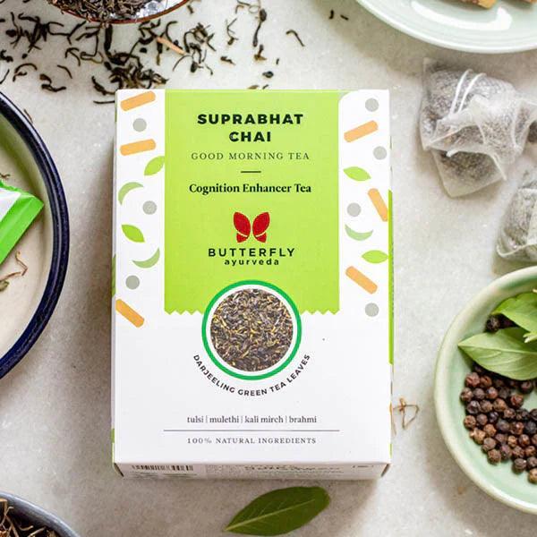 Butterfly Ayurveda Suprabhat Chai – Tulsi & Mulethi Green Tea for Morning Wellness – 200g