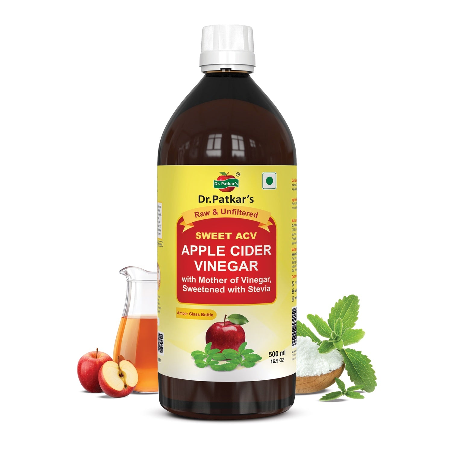 Dr. Patkar's Apple Cider Vinegar Stevia with the Mother (500ml Each)