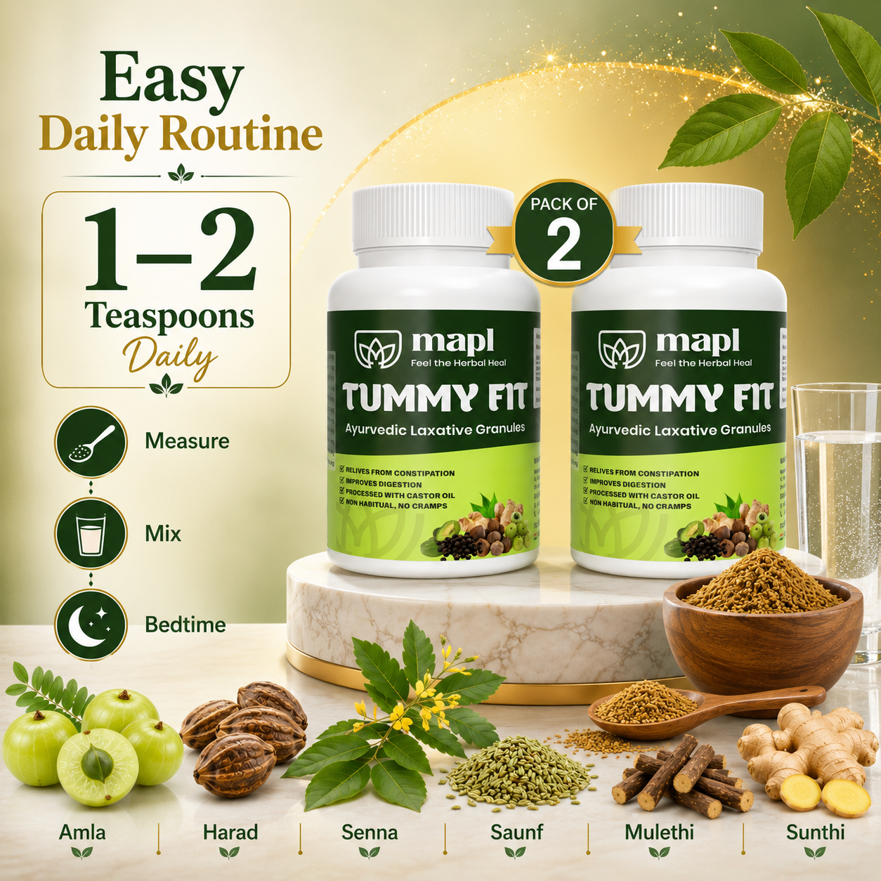 MAPL Tummy Fit Granules 100g Pack of 2 | Ayurvedic Constipation Relief | Gut Health & Digestion