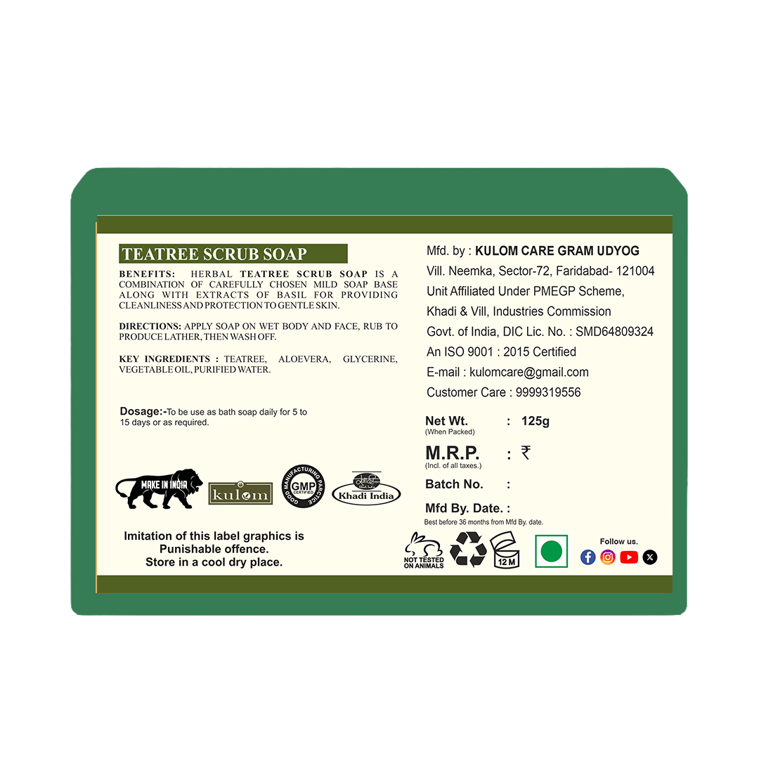 Khadi Care Herbal Tea Tree Soap for Acne & Pimple Control - 125g
