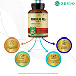 Zespo Tongkat Ali 100:1 Extract 5-in-1 Herbal Formula | Horny Goat Weed, Korean Ginseng, Beet Root & L-Arginine | Energy & Stamina Support | 60 Capsules
