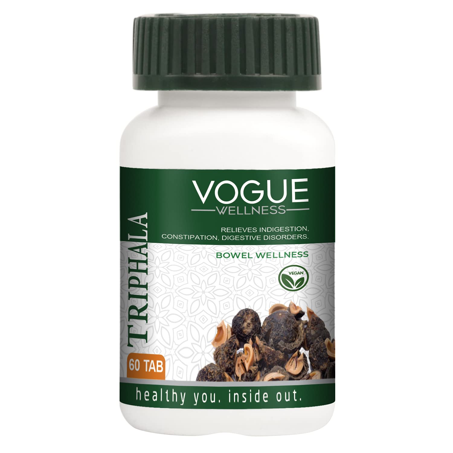 Vogue Wellness Triphala Tablets | Amla, Haritaki & Bibhitaki Herbal Blend | Ayurvedic Supplement for Digestive Wellness, Gut Health, Antioxidant Support & Daily Detox Wellness | 60 Vegetarian Tablets