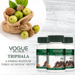 Vogue Wellness Triphala Tablets | Amla, Haritaki & Bibhitaki Herbal Blend | Ayurvedic Supplement for Digestive Wellness, Gut Health, Antioxidant Support & Daily Detox Wellness | 60 Vegetarian Tablets